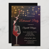 おしゃれなワインボトル ライト ストリング  リタイアメント 招待状 (正面/裏面)