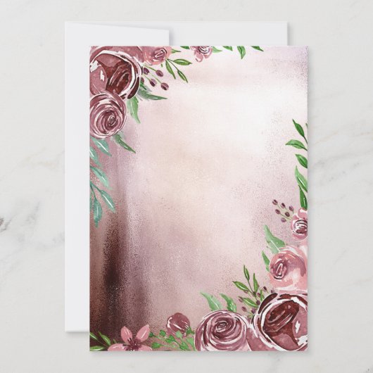 おしゃれなワインレッドの花のドレス キンセアニエラ 招待状 (裏面)