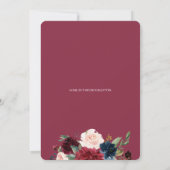 おしゃれなワインレッドの花模様のライフセレブレーション葬儀 招待状 (裏面)