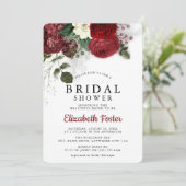 おしゃれなワインレッド＆ホワイト フラワー ブライダルシャワー 招待状 (スタンド正面)