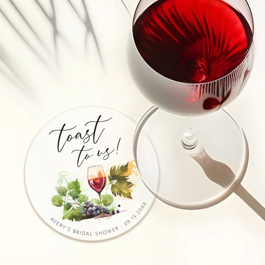 おしゃれなワイン水彩画テーマのテーブルコasters ラウンドペーパーコースター