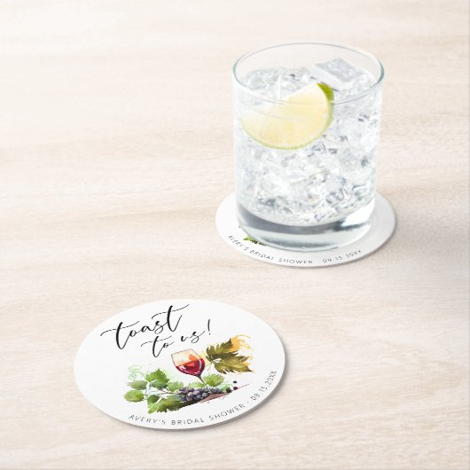 おしゃれなワイン水彩画テーマのテーブルコasters ラウンドペーパーコースター (インサイチュ)