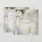 おしゃれなヴィンテージウェディングドレス ブライダルシャワー 招待状 (正面/裏面)