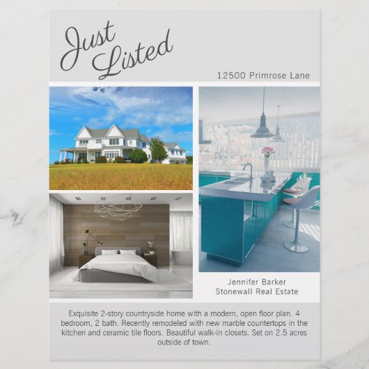 おしゃれな不動産テンプレート（両面グレー） チラシ (正面)