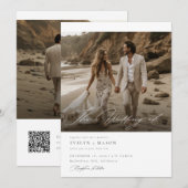 おしゃれな両面写真QRコード結婚式 招待状 (正面/裏面)