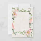 おしゃれな予算に優しいウェディングプランナー ピンクの花のフレームが付いたウェディングの白紙 招待状 (正面)