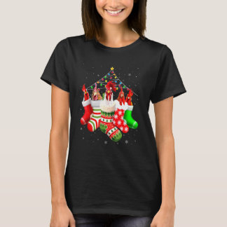 おしゃれな人のための靴下にニワトリのクリスマスイルミネーションのパジャマ Tシャツ