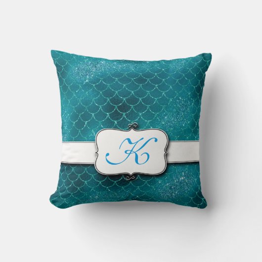 おしゃれな人魚のうろこモノグラムクッション クッション (正面)