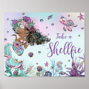 おしゃれな人魚の誕生日ベイビーシャワー シェルフィーを撮って ポスター