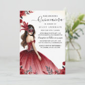 おしゃれな仮面パーティー マスク 遊び心あふれるマスカラードボール 15歳の誕生日パーティー 招待状 (スタンド正面)