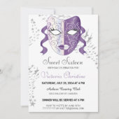 おしゃれな仮面舞踏会の誕生日パーティー招待状 招待状 (正面)