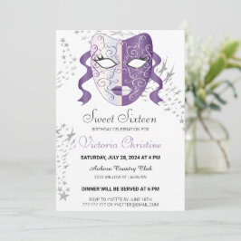 おしゃれな仮面舞踏会の誕生日パーティー招待状 招待状