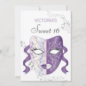 おしゃれな仮面舞踏会の誕生日パーティー招待状 招待状 (裏面)