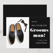 おしゃれな仲間入り依頼カード(蝶ネクタイとドレスシューズ) 招待状 (正面/裏面)