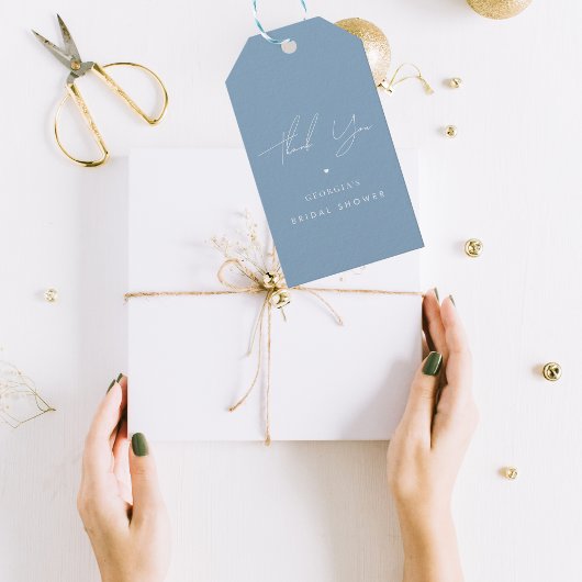 おしゃれな何か青い ブライダルシャワーの感謝 ギフトタグ