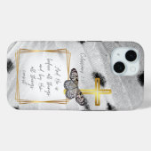 おしゃれな信仰 黒 白 蝶 ゴールドクロス Case-Mate iPhoneケース (裏面 (横))