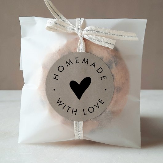 おしゃれな偽のクラフトハート 手作り 愛を込めて ラウンドシール