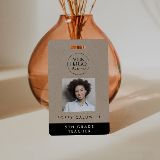 おしゃれな偽のクラフトロゴ写真職員または教師ID バッジ