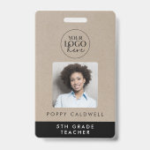 おしゃれな偽のクラフトロゴ写真職員または教師ID バッジ (正面)