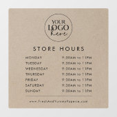 おしゃれな偽のクラフト紙のビジネス ロゴ 店舗営業時間 ウィンドウサイン (シート)