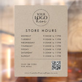 おしゃれな偽のクラフト紙風のビジネスロゴQRコード営業時間 ウィンドウサイン (シート2)