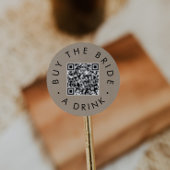 おしゃれな偽のクラフト紙 お姫様に飲み物を買ってあげるQRコード サークルステッカー ラウンドシール