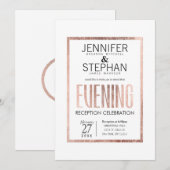 おしゃれな偽のローズゴールドのイブニングパーティー招待状 招待状 (正面/裏面)