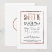 おしゃれな偽のローズゴールドのスイート16招待状 招待状 (正面/裏面)