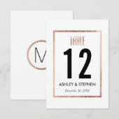 おしゃれな偽のローズゴールドのテーブルナンバー 招待状 (正面/裏面)
