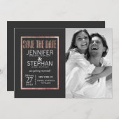 おしゃれな偽のローズゴールドの結婚式の予告 セーブザデート (正面/裏面)