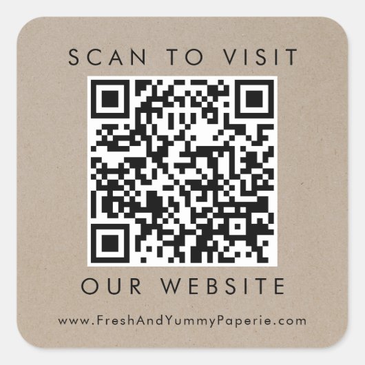 おしゃれな偽クラフトビジネスや結婚式のウェブサイトQRコード スクエアシール (正面)