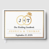 おしゃれな偽金箔モノグラム結婚指輪 ゲストブック (正面)