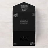 おしゃれな偽銀箔モノグラム結婚指輪 オールインワン招待状 (外側)