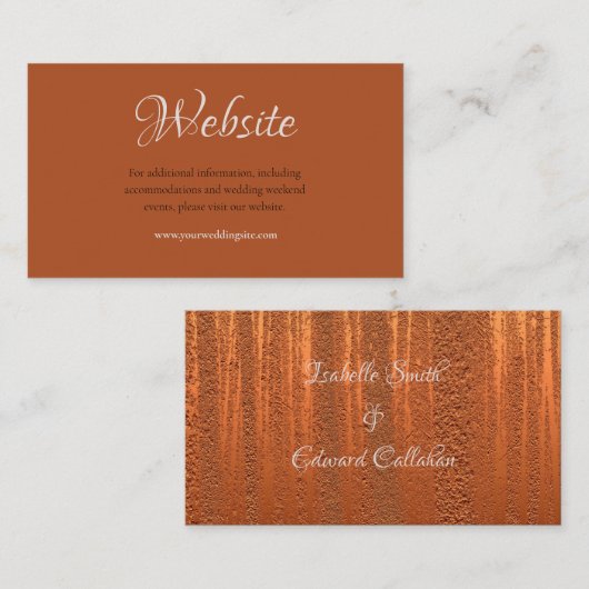 おしゃれな偽銅のメタリック箔婚礼ウェブサイト エンクロージャーカード (正面/裏面)