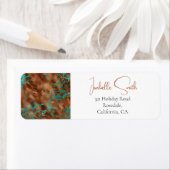 おしゃれな偽銅＆ターコイズメタリック箔婚礼 ラベル (インサイチュ)