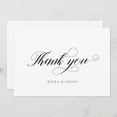 おしゃれな優雅なスクリプトフォーマルモダンウェディング サンキューカード (正面/裏面)