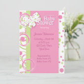 おしゃれな円形の女の子のベビーシャワー招待状 招待状 (スタンド正面)