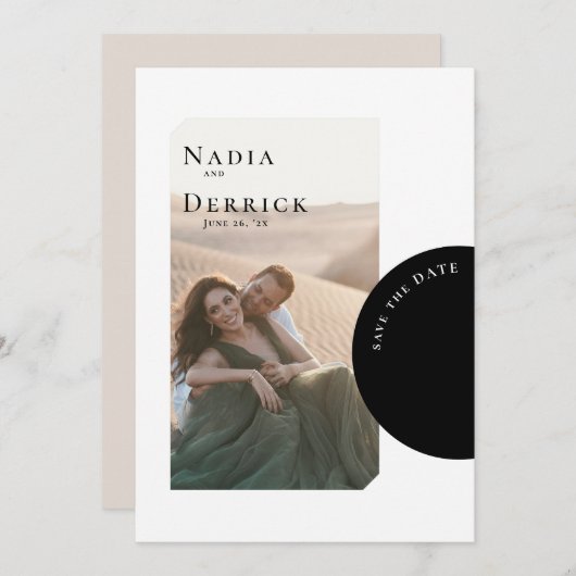 おしゃれな円形の結婚式 セーブザデート (正面/裏面)