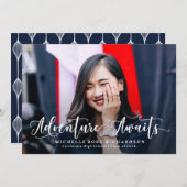 おしゃれな冒険が待っている | 卒業のお知らせ 案内状 (正面/裏面)