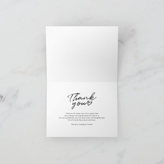 おしゃれな写真と手書き文字の結婚式お礼状 サンキューカード (内部)