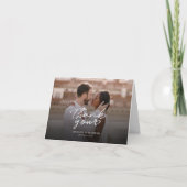 おしゃれな写真と手書き文字の結婚式お礼状 サンキューカード (正面)