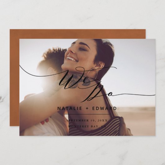 おしゃれな写真のセーブ・ザ・デートをラストとスクリプトで (正面/裏面)