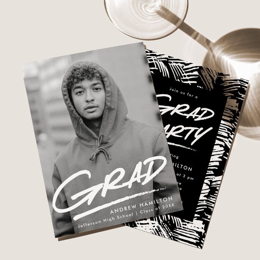おしゃれな写真の卒業パーティー招待状 招待状