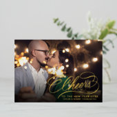 おしゃれな写真の新年の乾杯 箔シーズンカード (立ち正面)