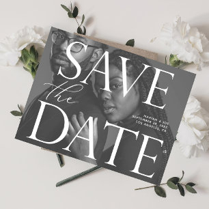 おしゃれな写真のLG Save the Date 白黒 招待状