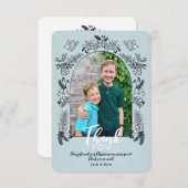 おしゃれな写真アーチの花のクリスマスお礼カードC サンキューカード (正面/裏面)