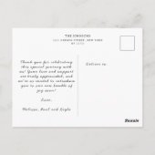 おしゃれな写真アーチコラージュベイビーシャワー感謝カード ポストカード (裏面)