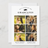 おしゃれな写真コラージュ合同卒業パーティー 招待状 (正面)