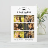 おしゃれな写真コラージュ合同卒業パーティー 招待状 (スタンド正面)