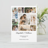 おしゃれな写真コラージュ カップル シンプル セーブ・ザ・デート 招待状 (スタンド正面)